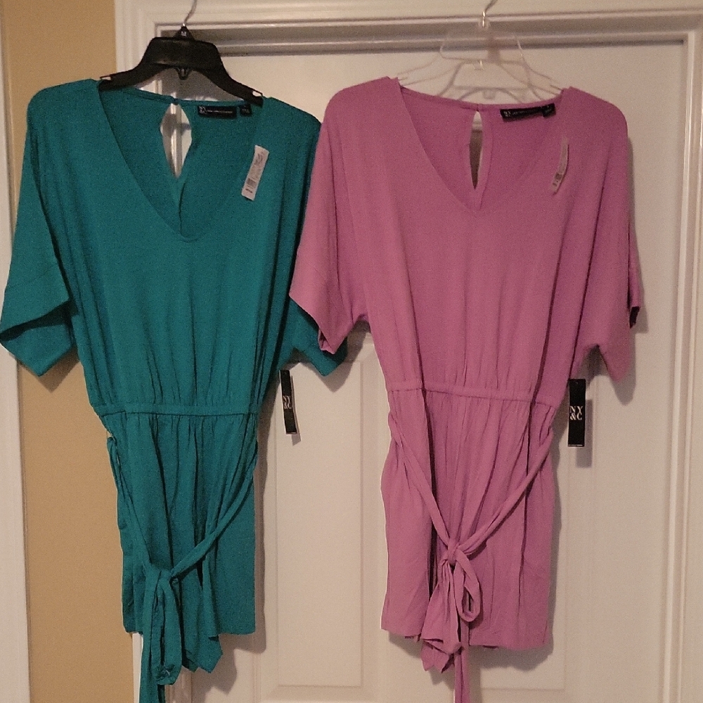 New York & Company Teal V-Neck Top